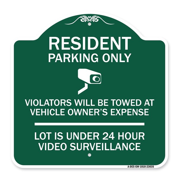 Signmission Reserved Parking Resident Parking Only Violators Will Be Towed at Owners Expense Lot, GW-1818-23035 A-DES-GW-1818-23035 - main